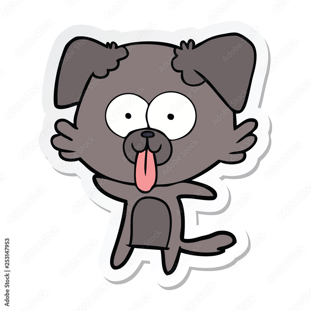 sticker of a cartoon dog with tongue sticking out sticker of a cartoon dog with tongue sticking out
