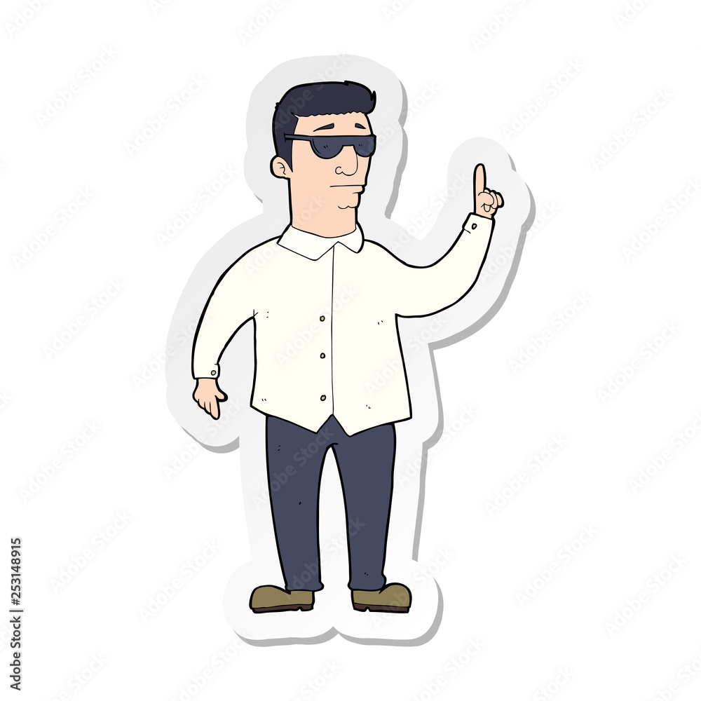 sticker of a cartoon man wearing sunglasses