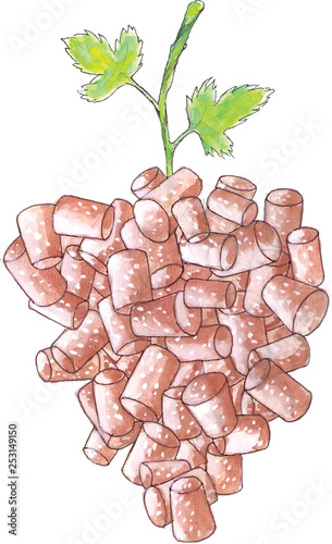 illustration of a bunch of mushrooms in the form of grapes