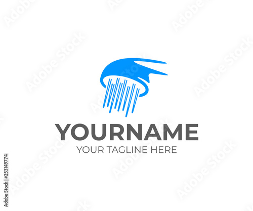Shower head logo design. Shower faucet and water drop vector design. Flowing water of shower logotype