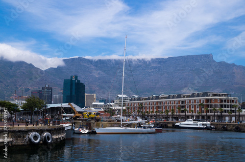 Harbor view in Victoria and Alfred Waterfront, Cape Town, South Africa.
