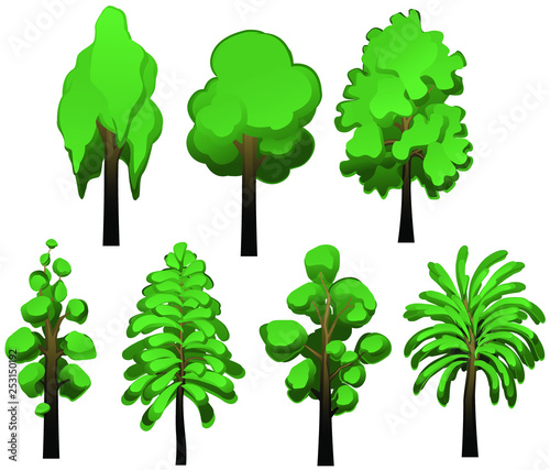 Trees Cartoon Design Element Set