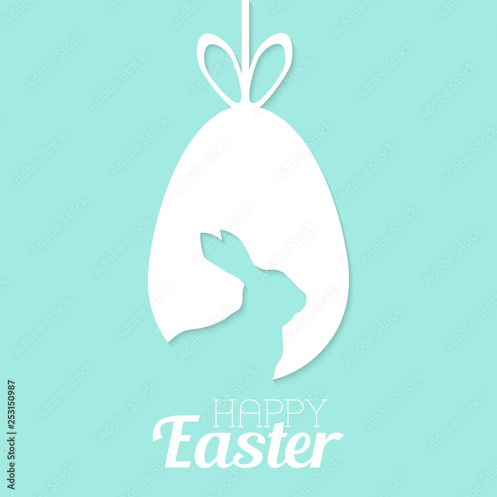 Fototapeta premium Happy Easter card with egg and rabbit. Vector.