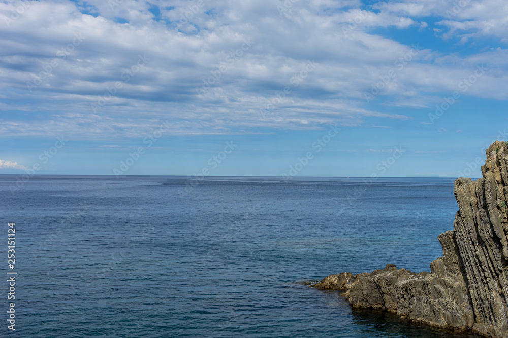 Italy,Cinque Terre,Riomaggiore, the cliff at the Italian Riviera