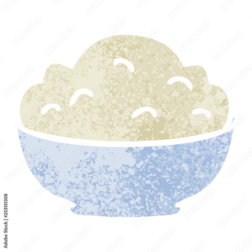 quirky retro illustration style cartoon bowl of mash quirky retro illustration style cartoon bowl of mash