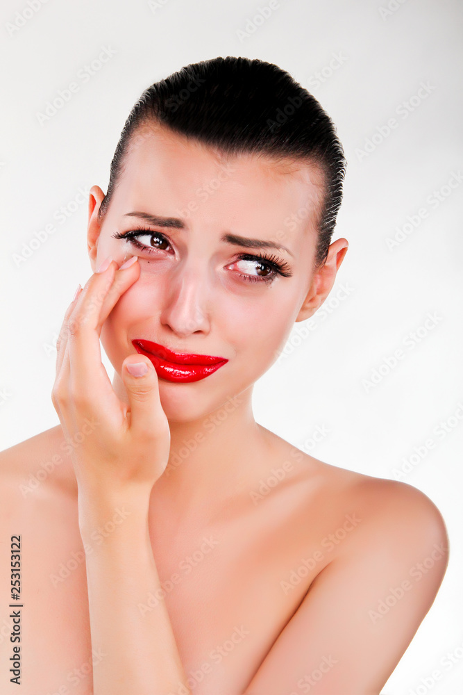 Close-up of young woman with problems crying Close-up of young woman with problems crying