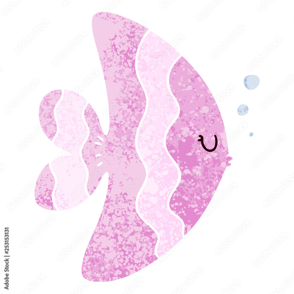 quirky retro illustration style cartoon fish