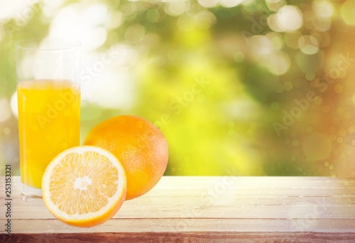 Orange Juice in glass on   background.