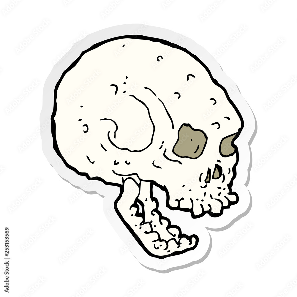 sticker of a cartoon spooky skull
