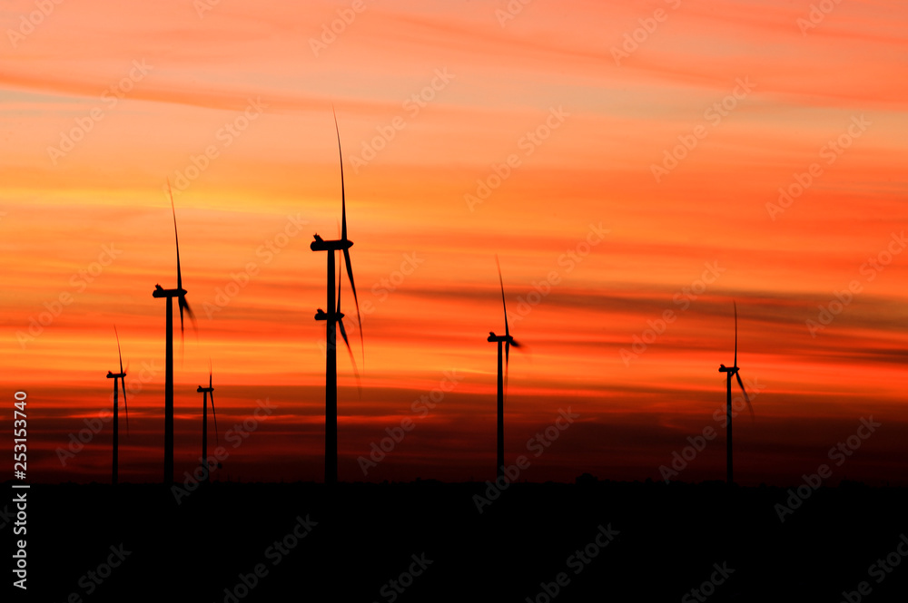 Fototapeta premium Wind turbines in an eolic park