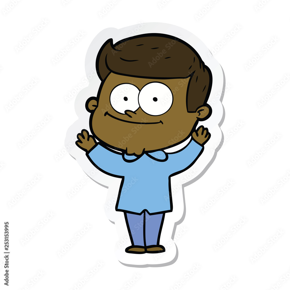 sticker of a cartoon happy man