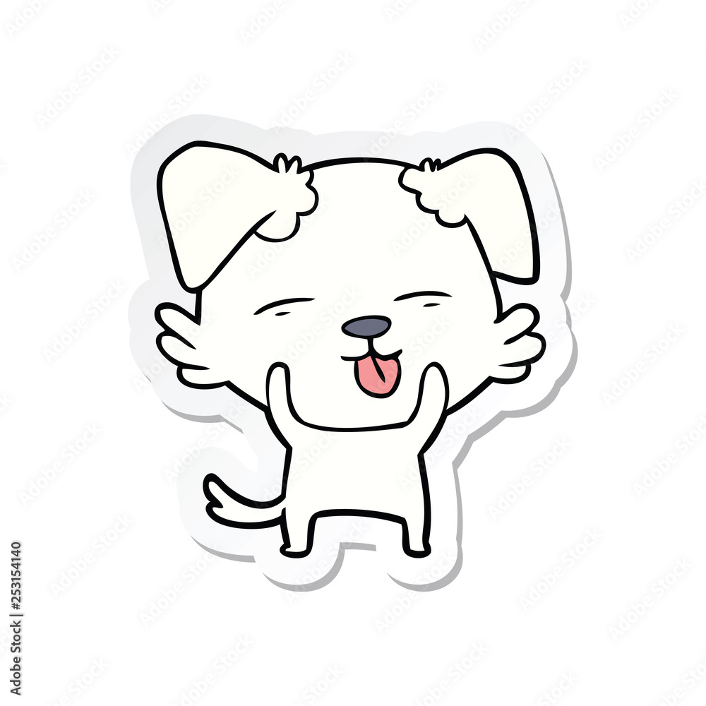 sticker of a cartoon dog sticking out tongue sticker of a cartoon dog sticking out tongue