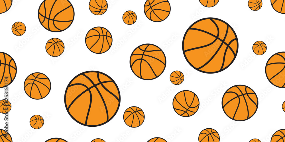 basketball Seamless pattern ball vector scarf isolated repeat wallpaper tile background