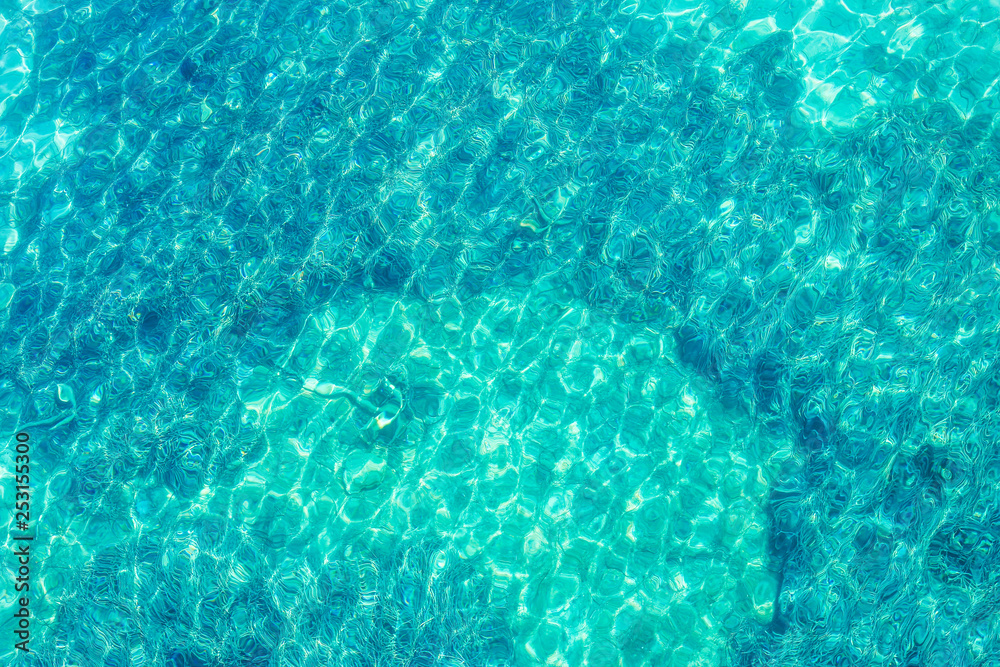 Fototapeta premium Crystal clear water in the port of Fiskardo, look from above