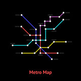 Metro Map Sign Color Line Card. Vector