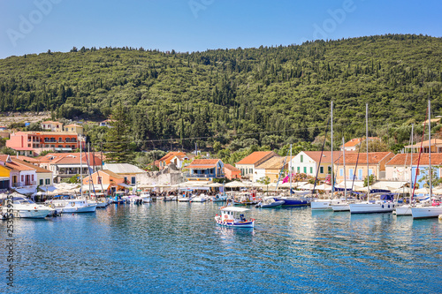 Scenic view of Fiskardo village and the port during Summer © Jelena