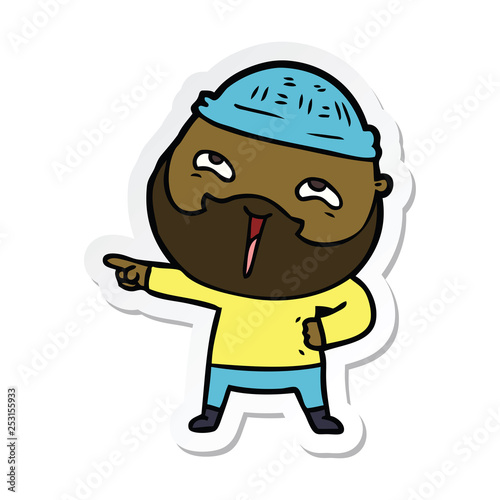 sticker of a cartoon happy bearded man