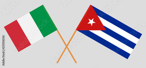 Italy and Cuba. The IItalian and Cuban flags. Official colors. Correct proportion. Vector photo