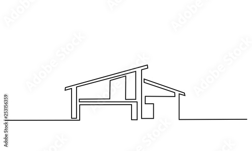 Continuous one line drawing Modern house logo