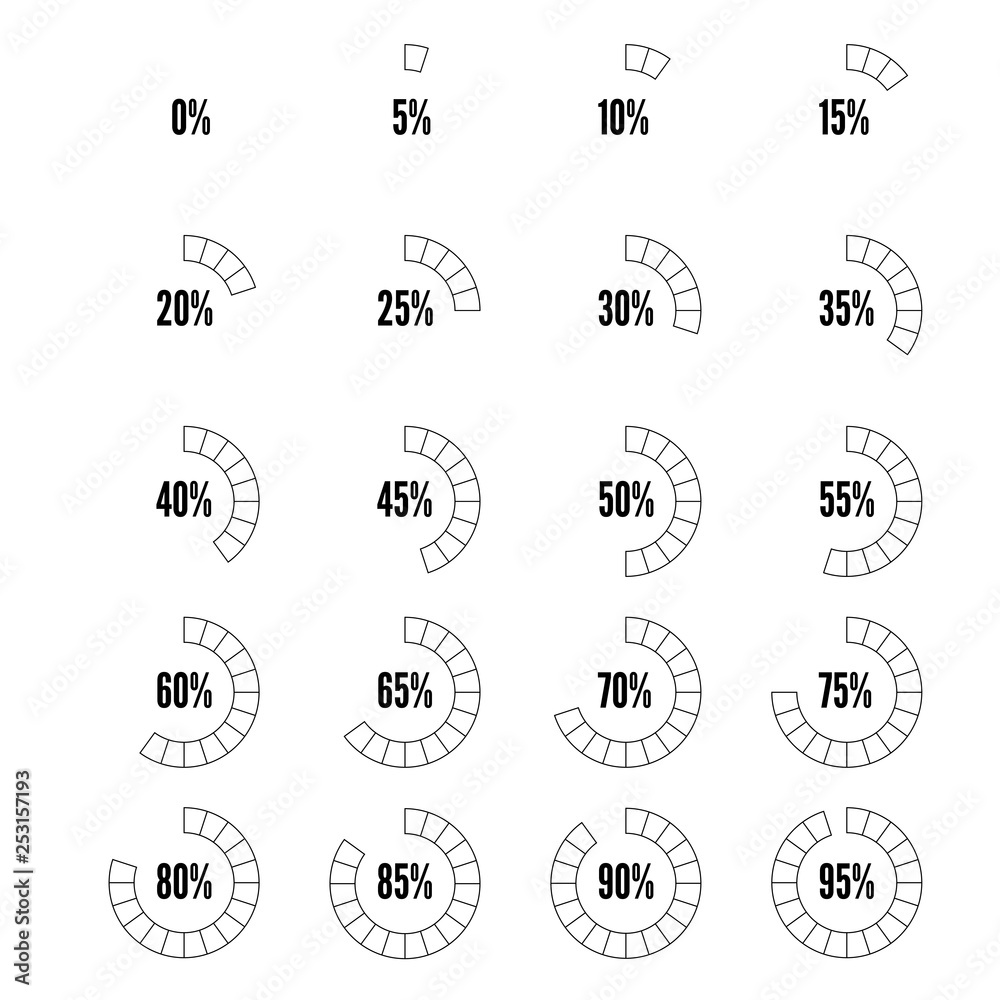 Naklejka premium Countur progress indicators set, vector illustration for design