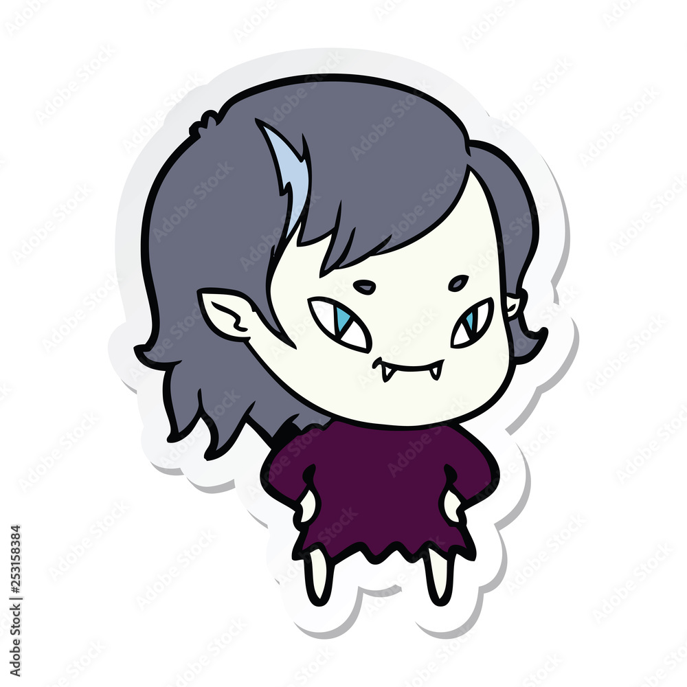 sticker of a cartoon friendly vampire girl sticker of a cartoon friendly vampire girl