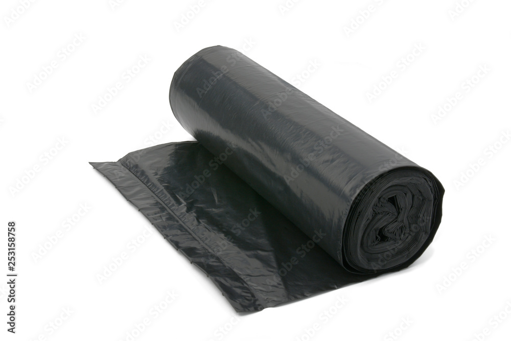 Garbage bag. New roll of plastic garbage bags isolated on white. Garbage bag. New roll of plastic garbage bags isolated on white.