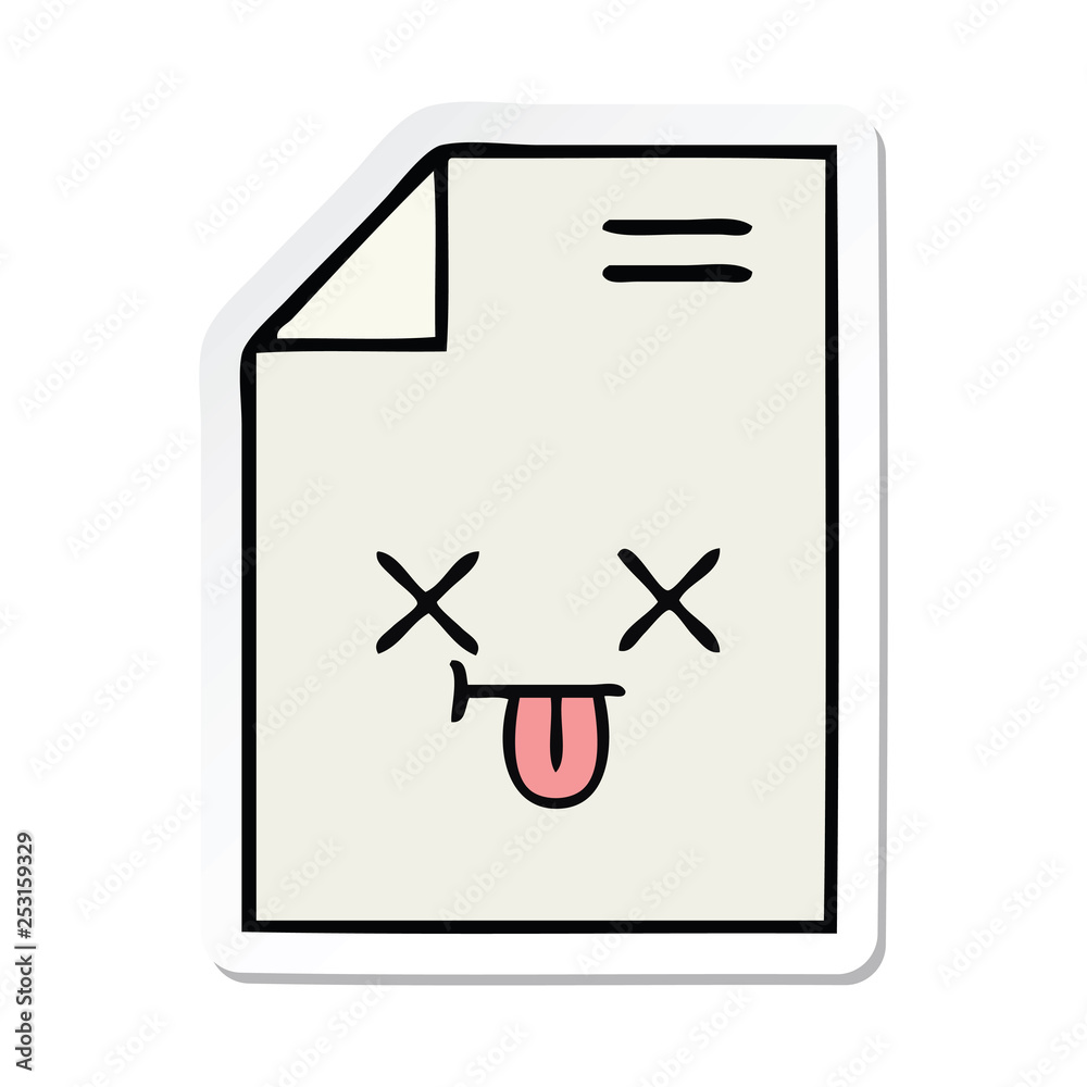 sticker of a cute cartoon sheet of paper sticker of a cute cartoon sheet of paper