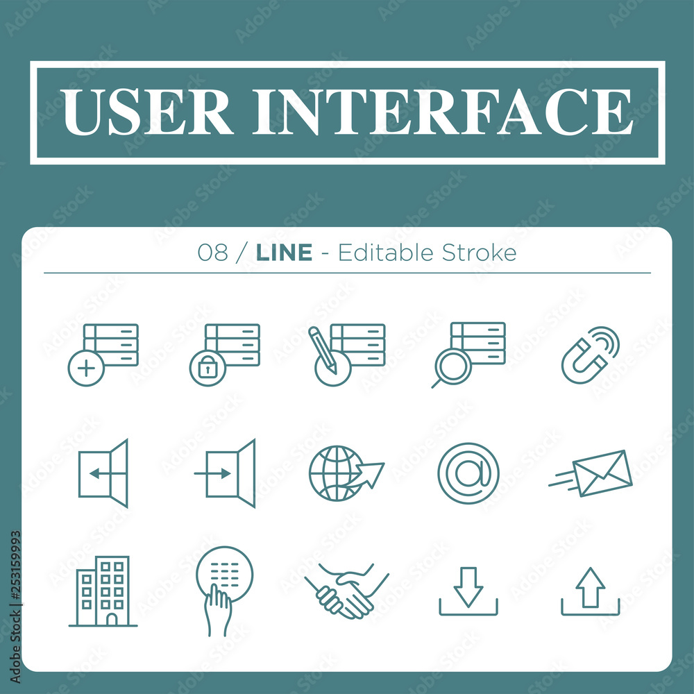 set of user interface icons in line set of user interface icons in line