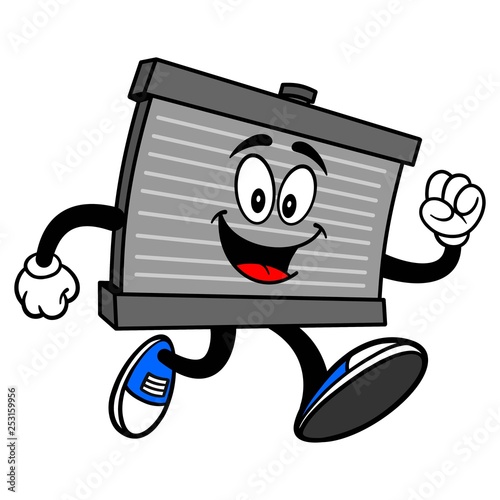 Radiator Mascot Running - A vector cartoon illustration of a motor radiator mascot running.