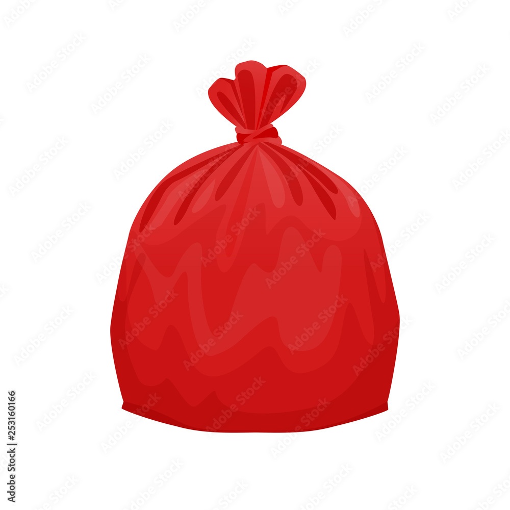 bag plastic waste red isolated on white background, red plastic