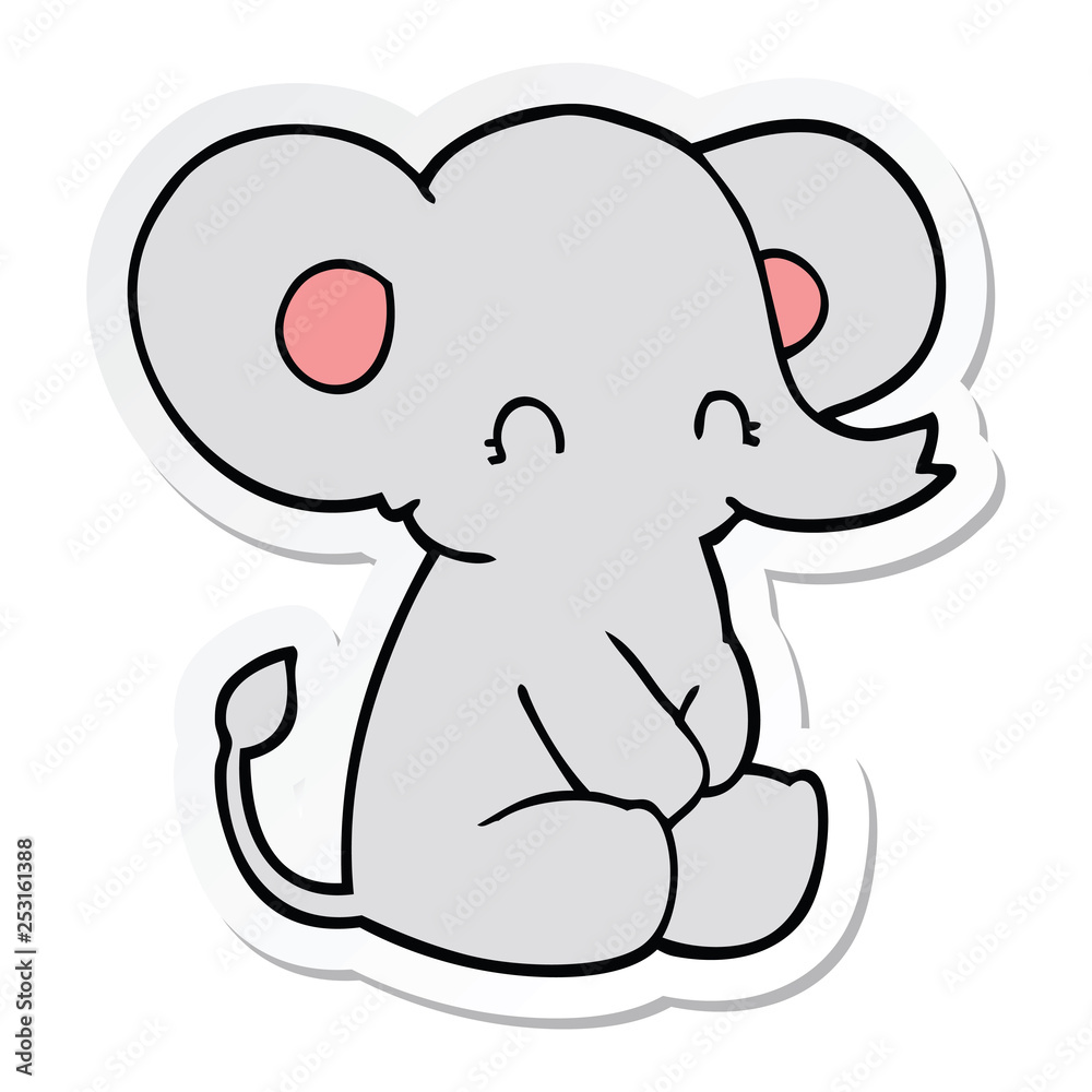 sticker of a cute cartoon elephant sticker of a cute cartoon elephant
