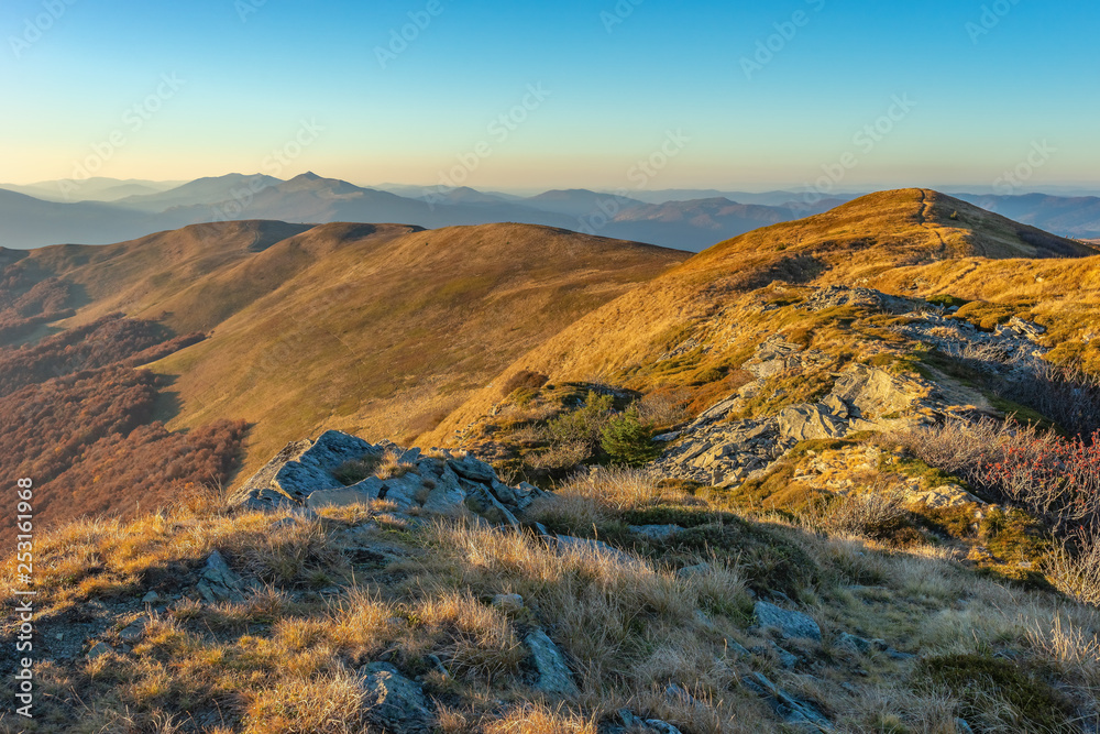 Bieszczady. Beautiful mountain landscape in autumn. Poland