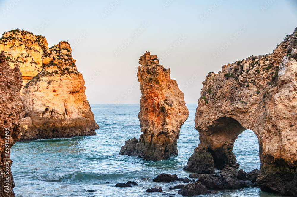 rocks in the sea Algarve Portugal