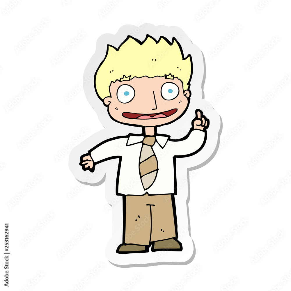 sticker of a cartoon man with idea