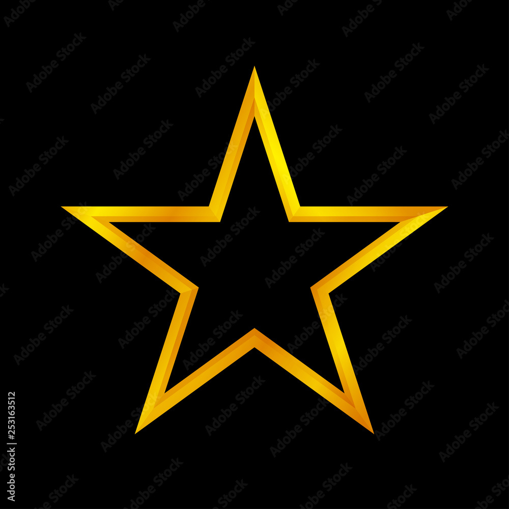 gold star shape isolated on black background, golden star icon, gold ...
