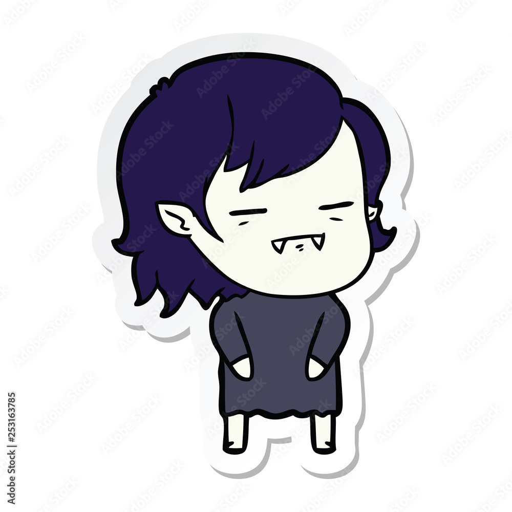 sticker of a cartoon undead vampire girl sticker of a cartoon undead vampire girl