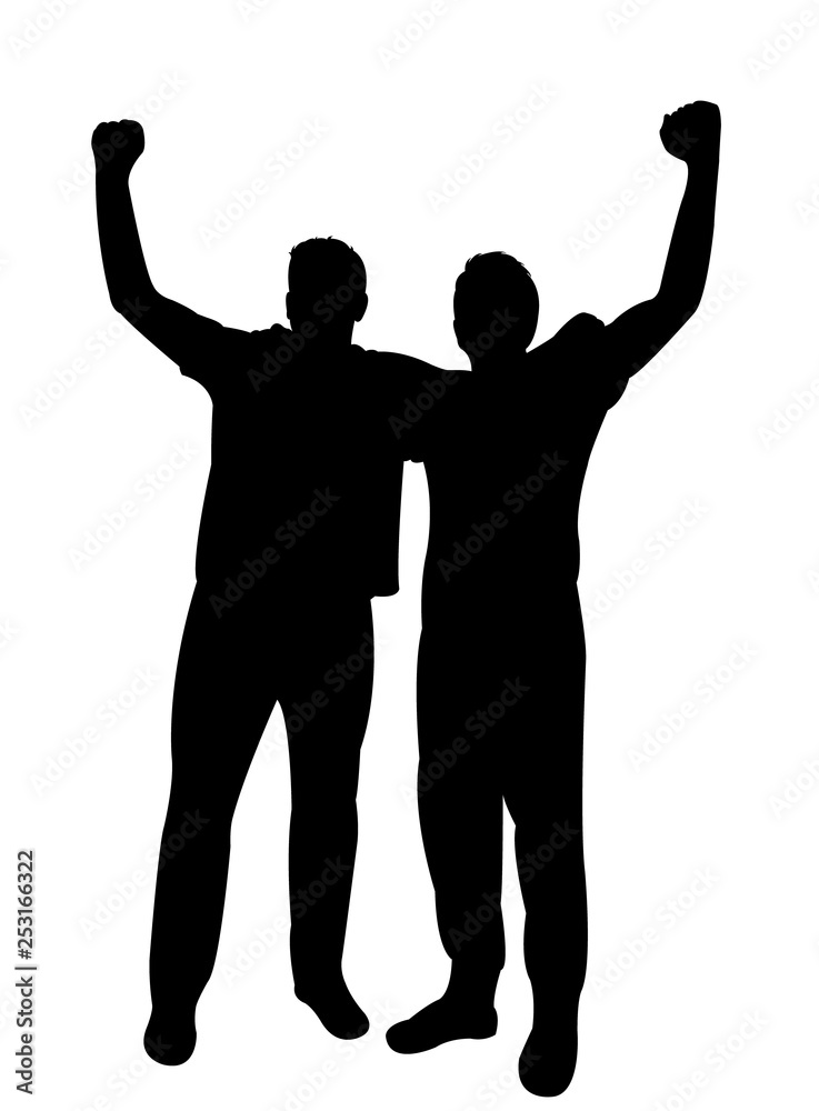 Two protestor men silhouette vector 