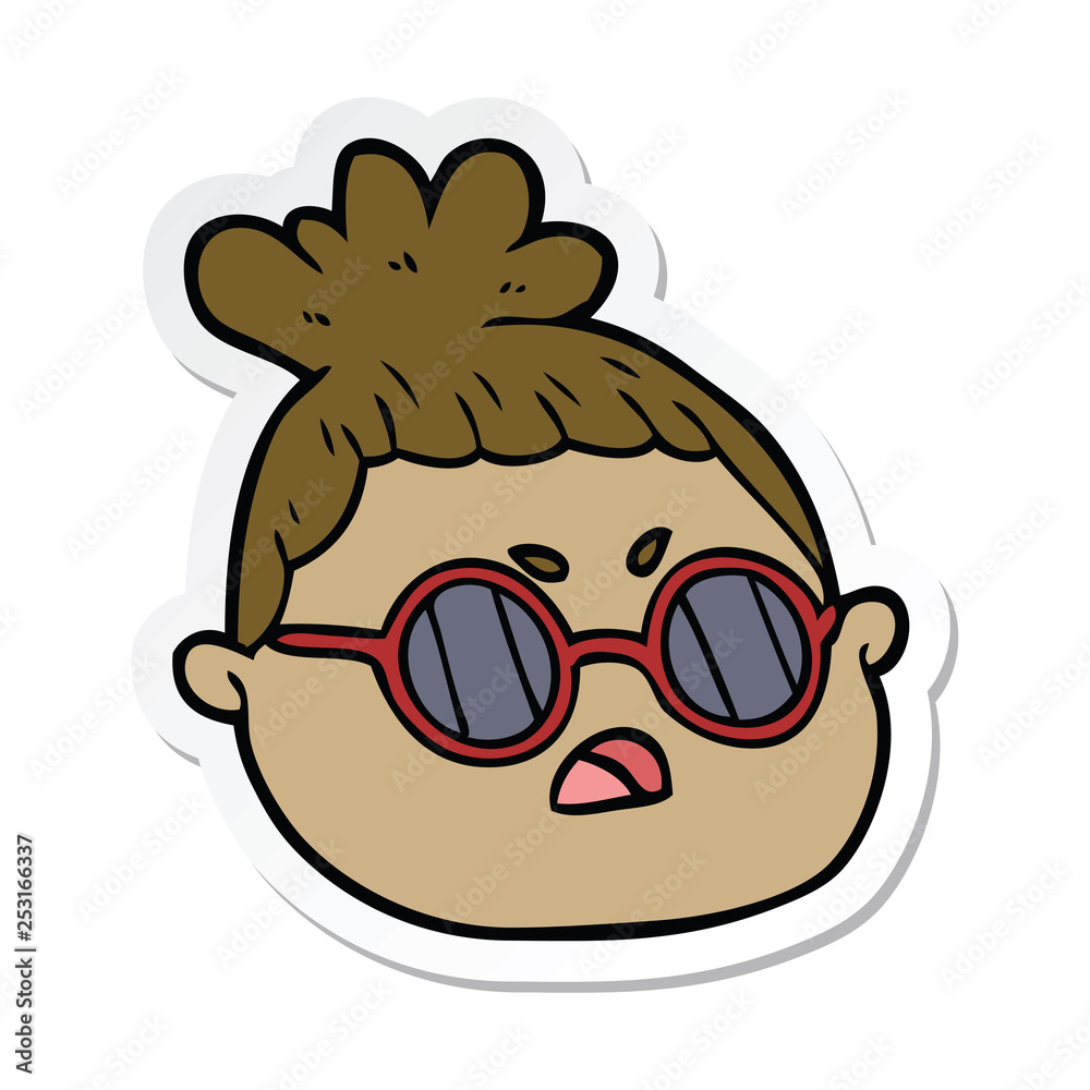 sticker of a cartoon female face sticker of a cartoon female face