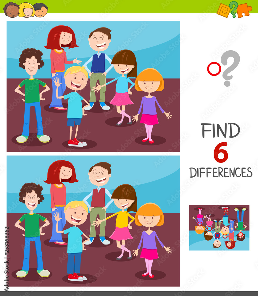 find differences game with kids group find differences game with kids group