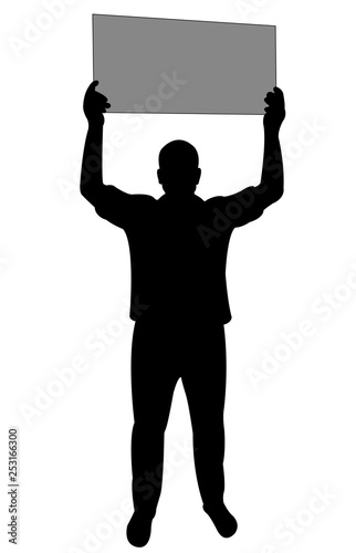 A man and placard,silhouette vector
