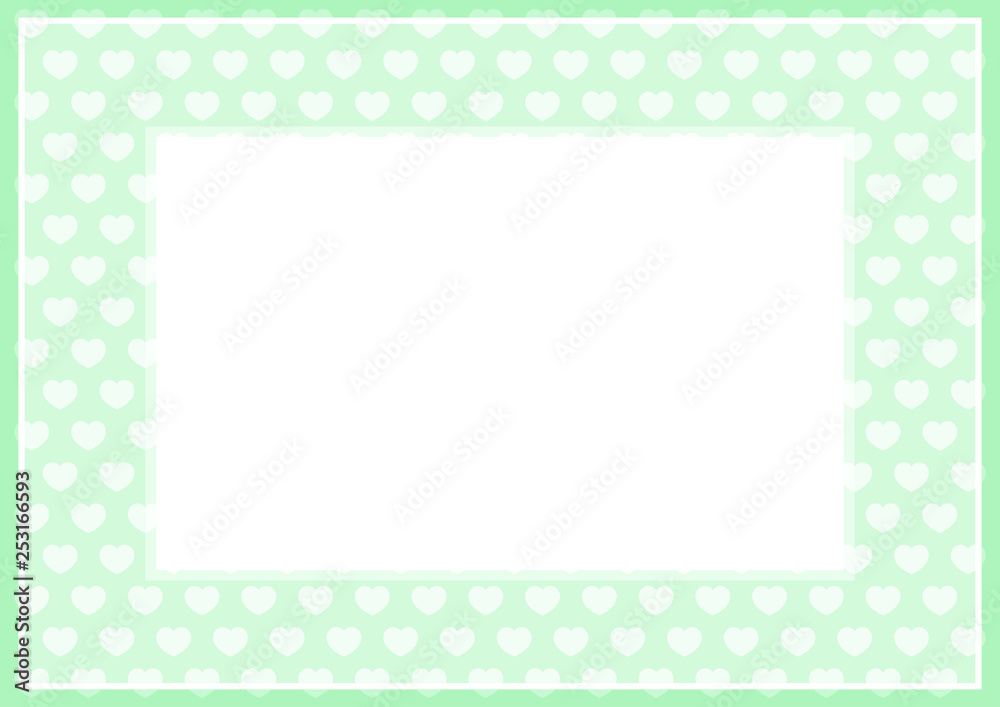 frame of green pastel color soft and hearts shape for banner background and copy space white paper, heart shape on green soft, heart shaped pastel for love card frame, heart shape symbolizes love