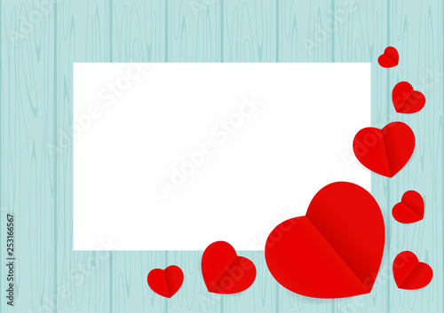 red hearts shape on blue wood pastel color soft for banner background copy space white paper, many heart shape on wall wooden blue, red heart shaped on wood for love card, heart shape symbolizes love