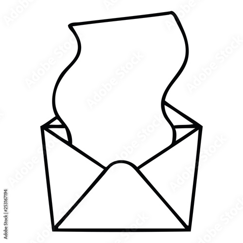 quirky line drawing cartoon letter and envelope