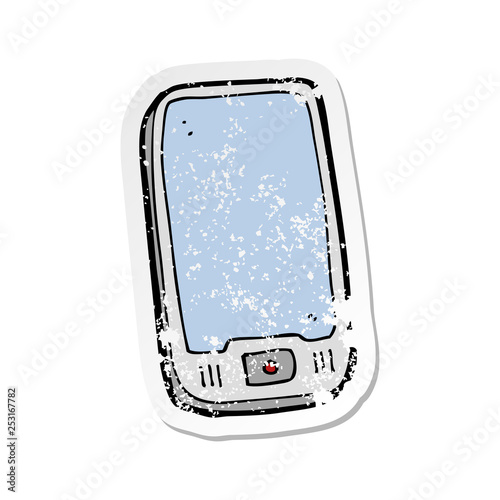 retro distressed sticker of a cartoon computer tablet