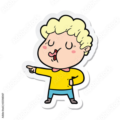 sticker of a cartoon man singing