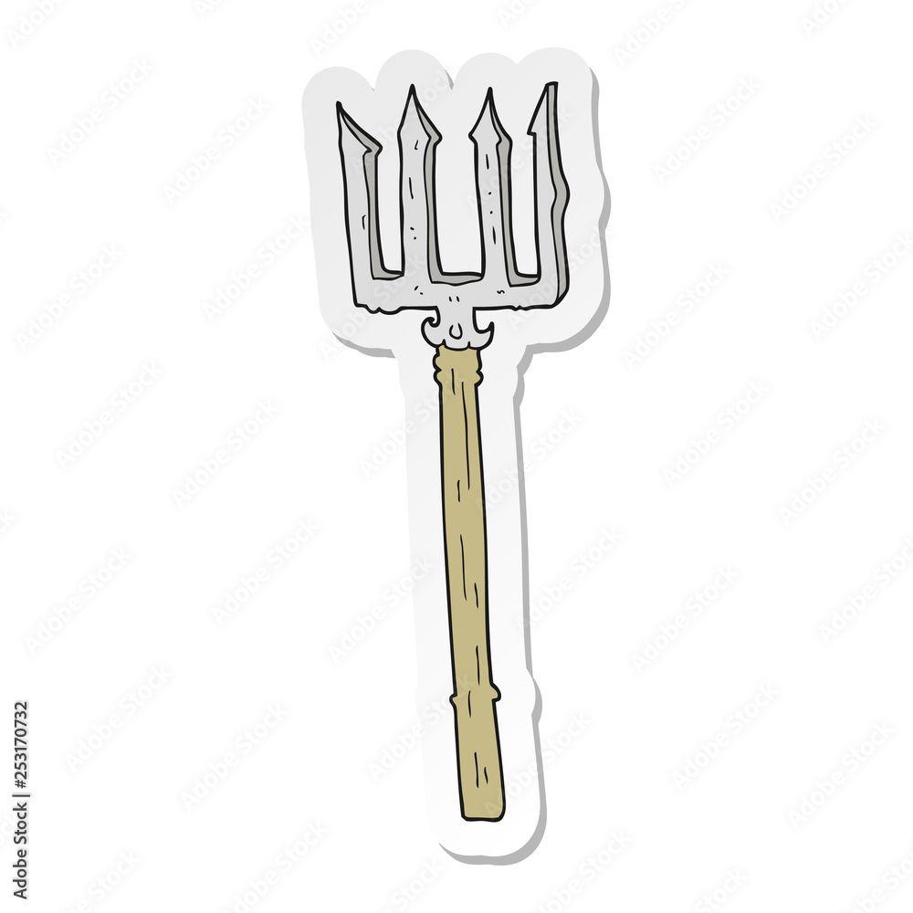 sticker of a cartoon devil fork sticker of a cartoon devil fork