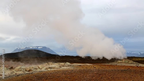 Ominous view geothermal area Hverir. Location place Myvatn lake, Krafla of Iceland.