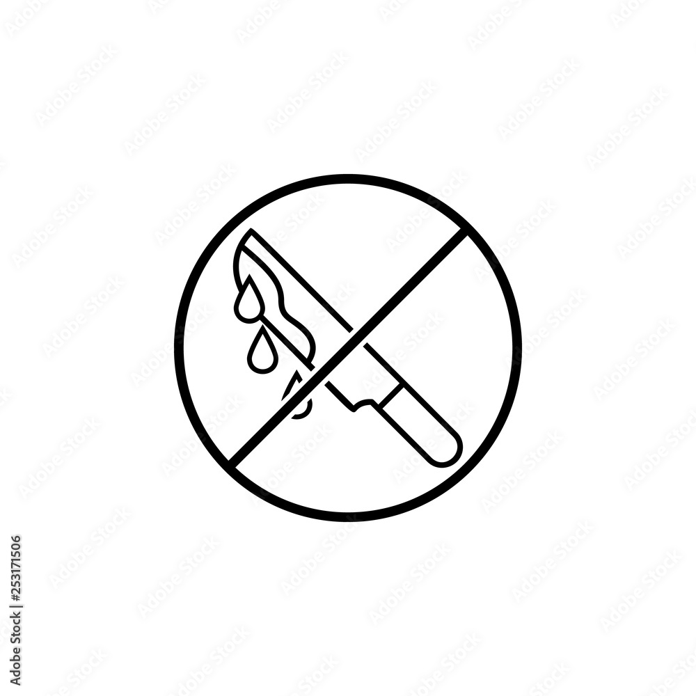 No Knife and Blood icon. Simple thin line, outline vector of Halloween ban, prohibition, forbid icons for UI and UX, website or mobile application No Knife and Blood icon. Simple thin line, outline vector of Halloween ban, prohibition, forbid icons for UI and UX, website or mobile application