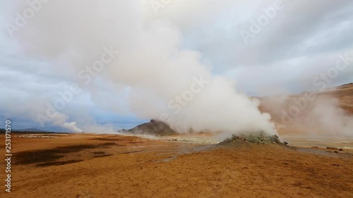 Ominous view geothermal area Hverir. Location place Myvatn lake, Krafla of Iceland.