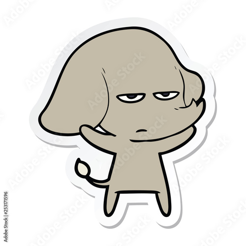 sticker of a annoyed cartoon elephant